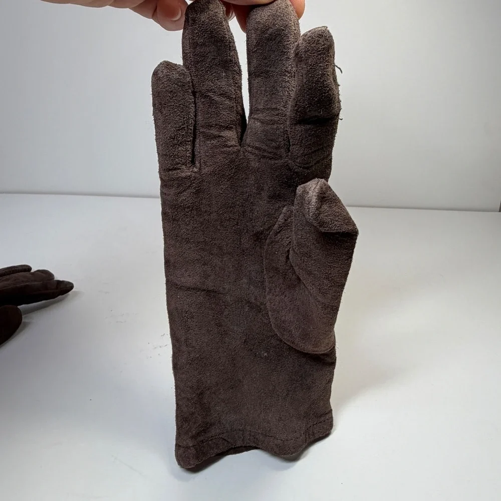 Vintage Faux Suede Gloves Orvis Womens One Size Patchwork Brown Boho Western